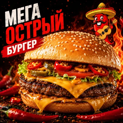 Мега острый бургер 450 гр