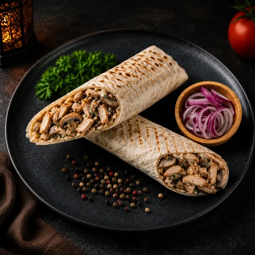 Шаурма грибная с курицей