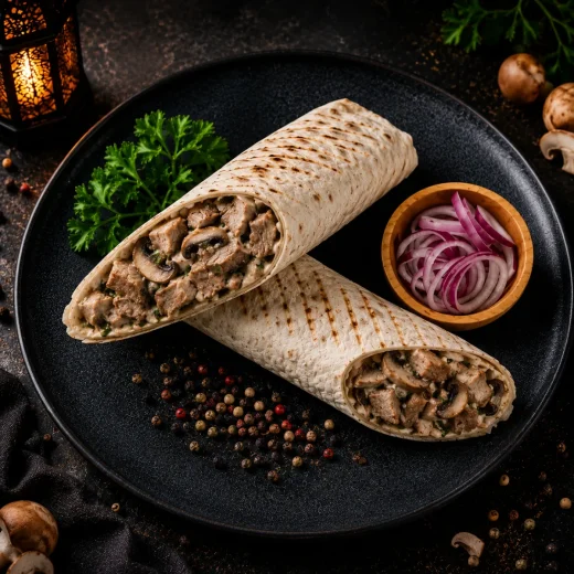 Шаурма грибная со свининой